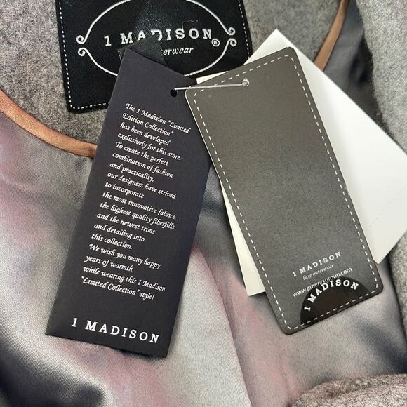 1 Madison the Coat Edit Wool-blend Reefer Coat-Grey-medium - Picture 3 of 5